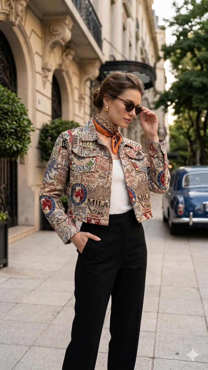 Travel Stamp Tapestry Jacket